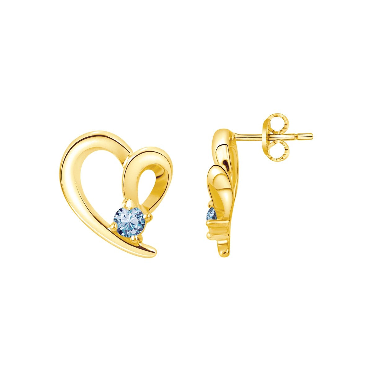 Boucles d'oreilles clous en Plaqué Or avec oxyde de zirconium bleu topaze