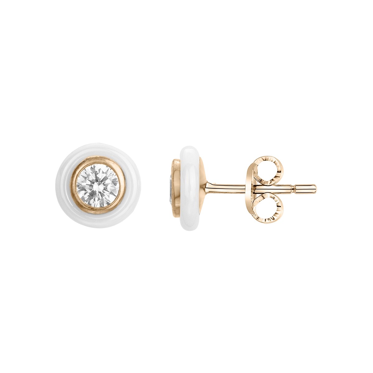 Boucles d'oreilles clous Sophia en Plaqué Or avec oxyde de zirconium blanc