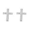 Boucles d'oreilles croix sertie d'oxydes de zirconium Argent 925 Rhodié - vue V1