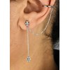 Clip d'oreille earcuff double chaînettes oxydes de zirconium pendants Argent 925 Rhodié - vue V2