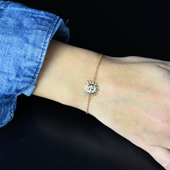 Bracelet soleil et lune unis Plaqué OR 750 3 microns
