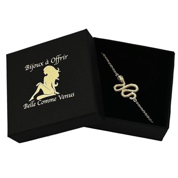 Bracelet serpent yeux d'oxydes de zirconium verts Plaqué OR 750 3 microns