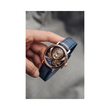 Montre automatique squelette Earnshaw - Bracelet cuir véritable de vachette - 2 aiguilles, coeur ouvert - Beaufort Anatolia