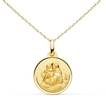 Collier - Médaille Or 18 Carats 750/1000 Saint Antoine de Padoue - Chaîne Dorée - Gravure Offerte