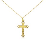 Collier - Médaille Croix Or 18 Carats 750/000 - Christ sur la Croix - Chaine Dorée