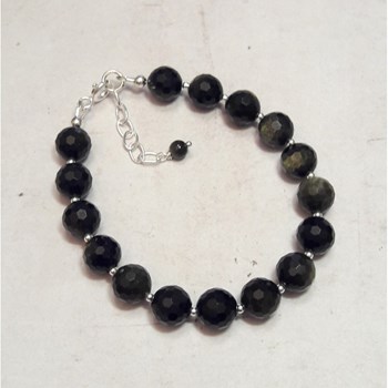 Bracelet Obsidienne Dorée Argent 925