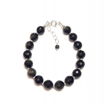 Bracelet Obsidienne Dorée Argent 925