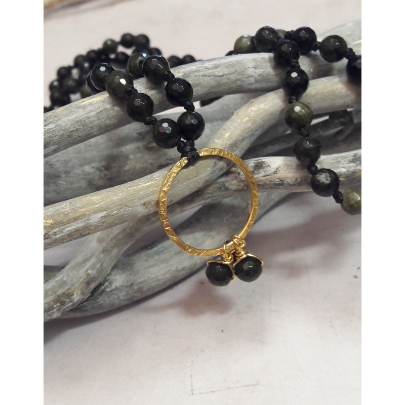 Sautoir Mala Obsidienne Dorée - vue 3
