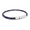 Bracelet cordon rouge et bleu - Acier inoxydable - gravure PARRAIN - vue V2