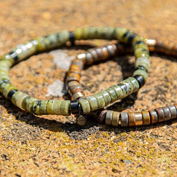 Bracelet Perles Heishi Jaspe Noir Jaune