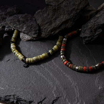 Bracelet Perles Heishi Jaspe Noir Jaune