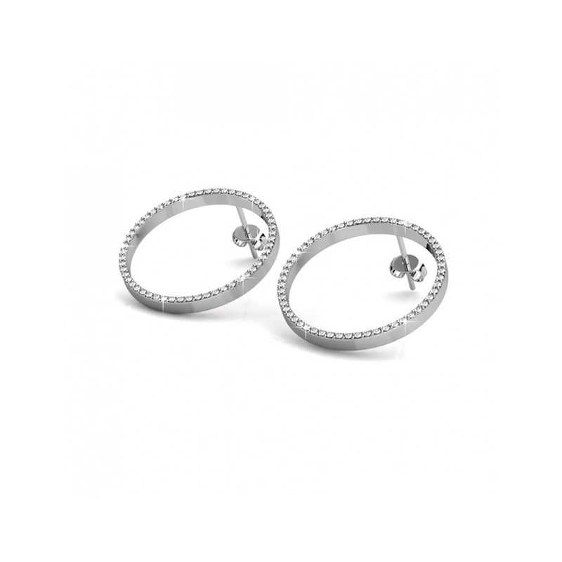 Boucles d'oreilles Olina - Argenté et Cristal - vue 3