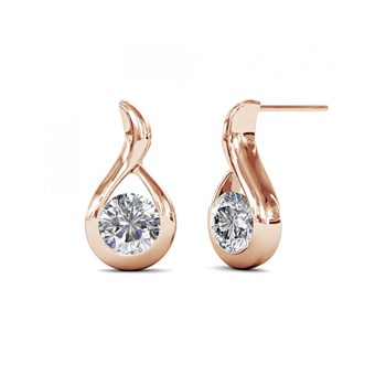 Earrings Wavvy - Rose Gold and Crystal