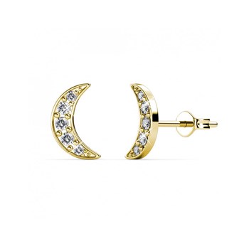 Crescent Moon earrings - Gold and Crystal