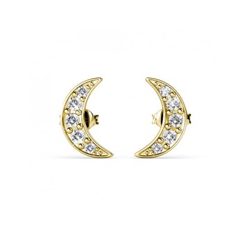 Crescent Moon earrings - Gold and Crystal