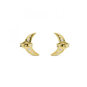 Crescent Moon earrings - Gold and Crystal