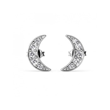 Crescent Moon Earrings - Silver and Crystal