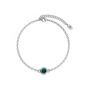 Birth Stone Bracelet - Silver and Dark Green