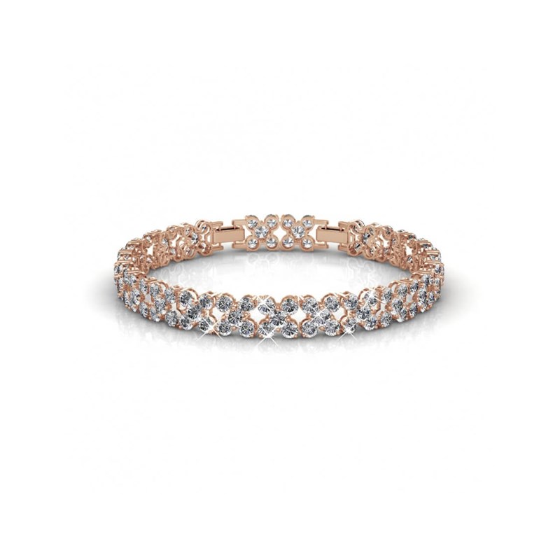 Bracelet Flowery - Or Rosé et Cristal