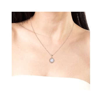 Circlet Pearl Pendant - Silver and Crystal