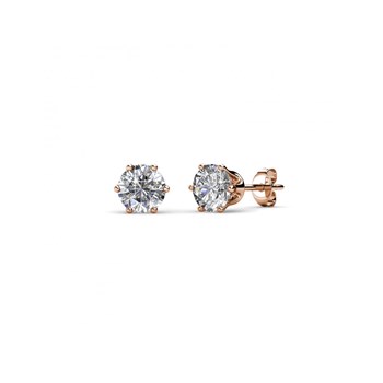 Solitaire Earrings Size S - Rose Gold and Crystal
