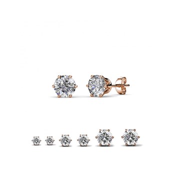Solitaire Earrings Size S - Rose Gold and Crystal