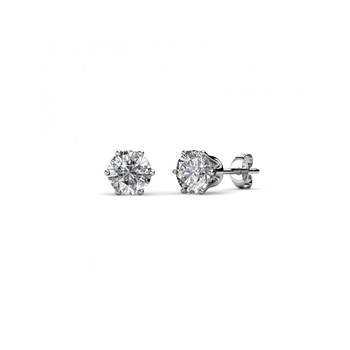 Solitaire Earrings Size S - Silver and Crystal