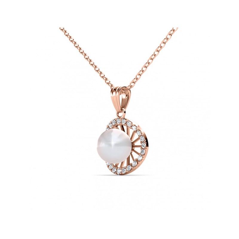 Pendentifs Chloe Pearl - Or Rosé et Cristal - vue 2