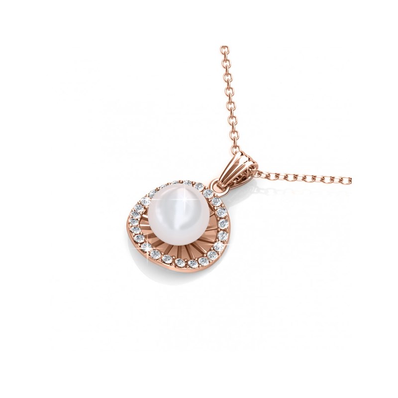 Pendentifs Chloe Pearl - Or Rosé et Cristal - vue 3