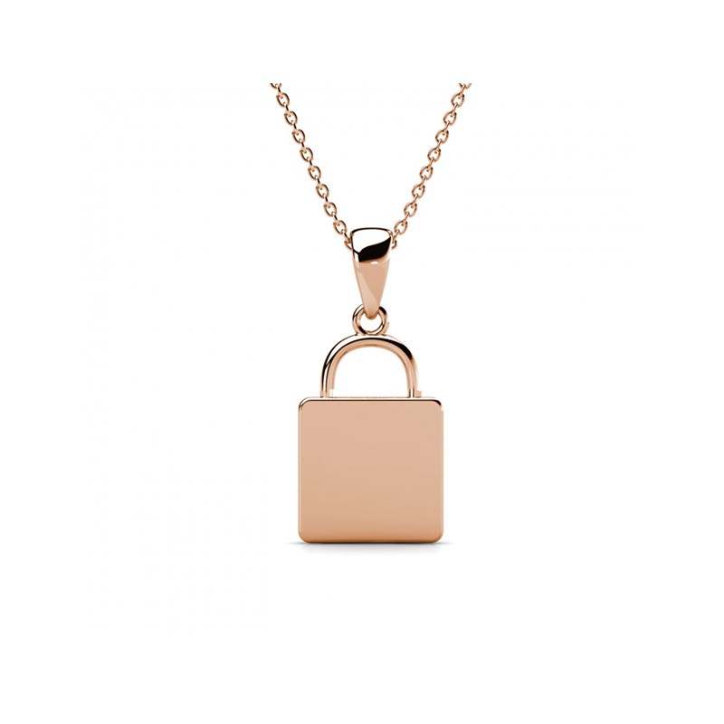 Pendentif Lock Heart - Or Rosé et Cristal - vue 3