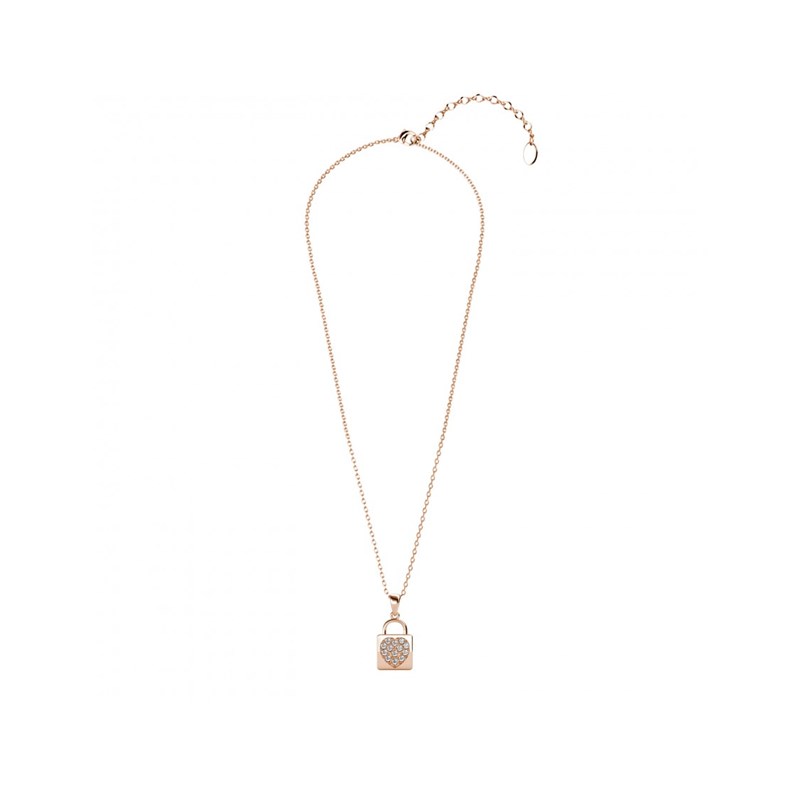 Pendentif Lock Heart - Or Rosé et Cristal - vue 4