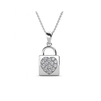 Lock Heart Pendant - Silver and Crystal