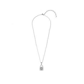 Lock Heart Pendant - Silver and Crystal