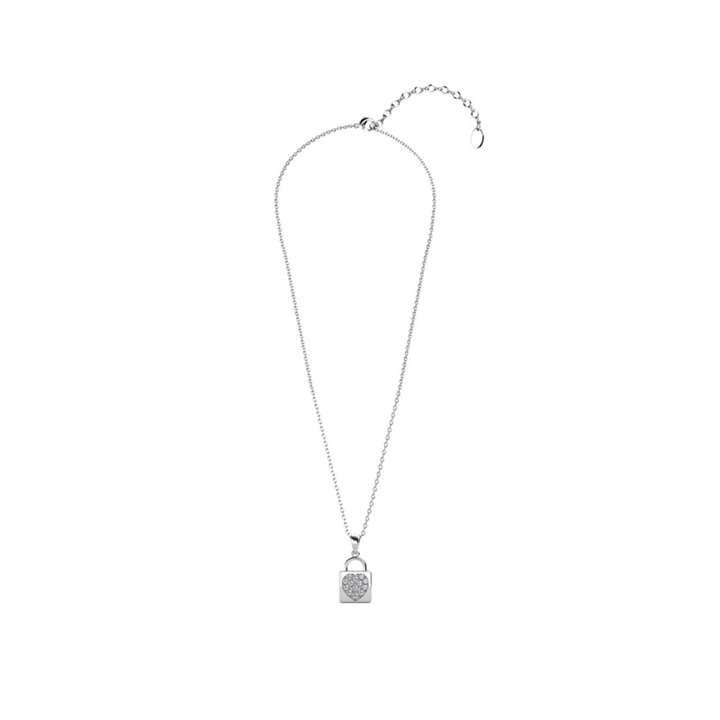 Pendentif Lock Heart - Argenté et Cristal - vue 4