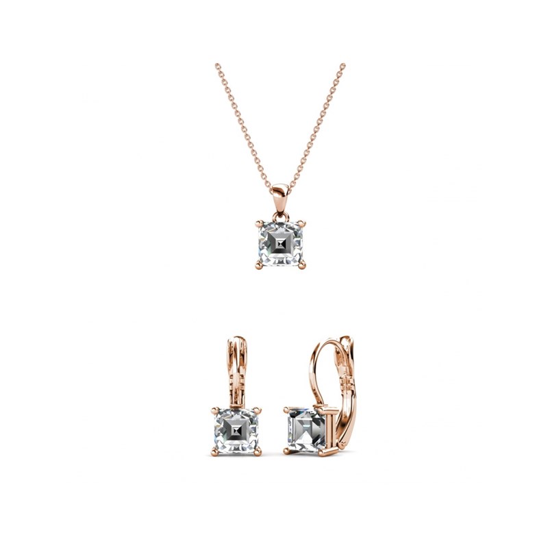 Parure et Coffret Square - Or Rosé et Cristal