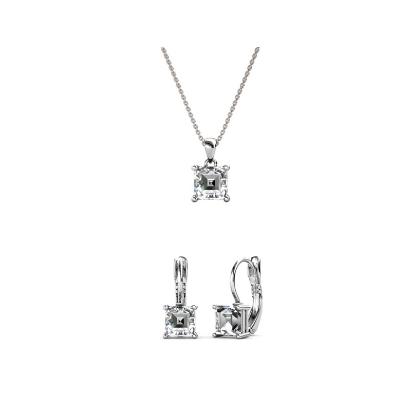 Parure et Coffret Square - Argenté et Cristal