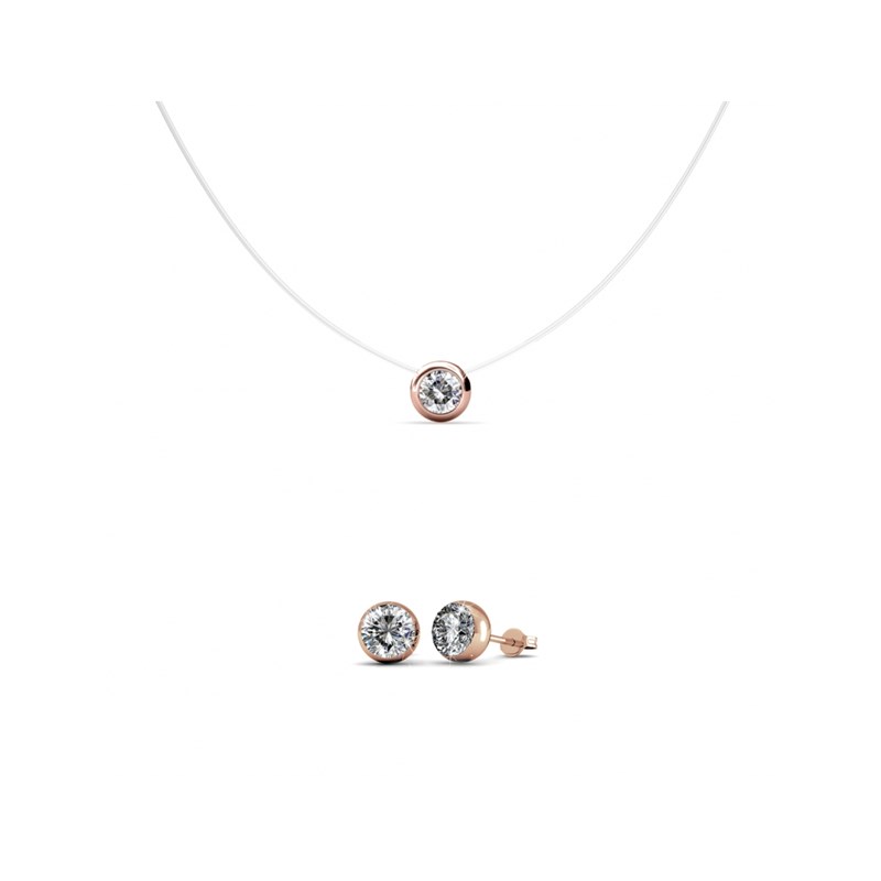 Parure et Coffret Moon - Or Rosé et Cristal