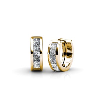 Square Hoop Set and Box - Gold and Crystal