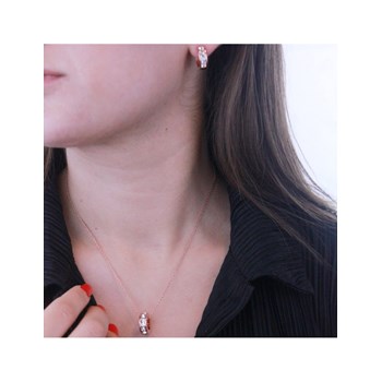 Square Hoop Set and Box - Rose Gold and Crystal