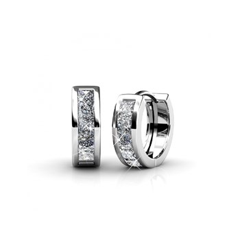 Square Hoop Set and Box - Silver and Crystal