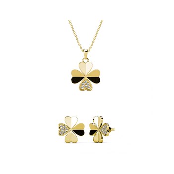 Set and Box Clover Petal - Gold and Crystal