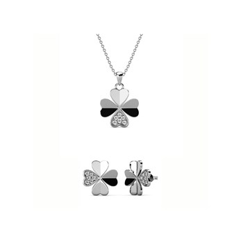 Parure et Coffret Clover Petal - Argenté et Cristal