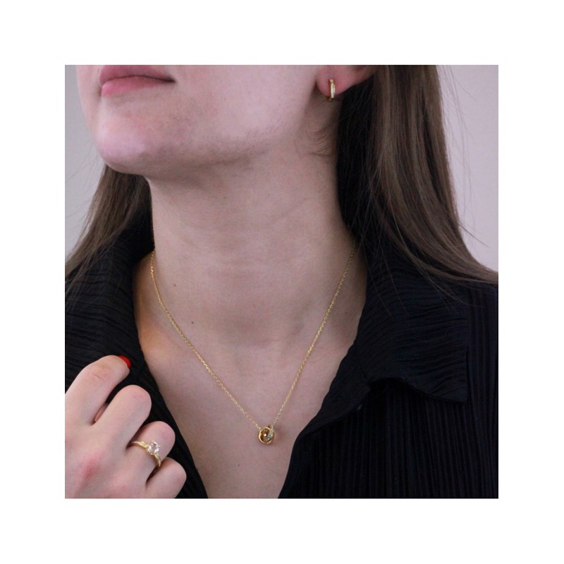 Parure et Coffret Circle Hoop - Doré et Cristal - vue 2