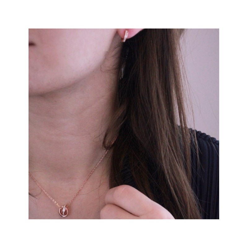 Parure et Coffret Circle Hoop - Or Rosé et Cristal - vue 2