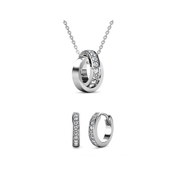 Circle Hoop Set and Box - Silver and Crystal