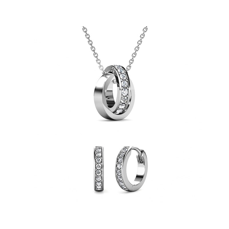 Parure et Coffret Circle Hoop - Argenté et Cristal