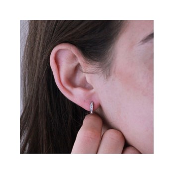 Circle Hoop Set and Box - Silver and Crystal