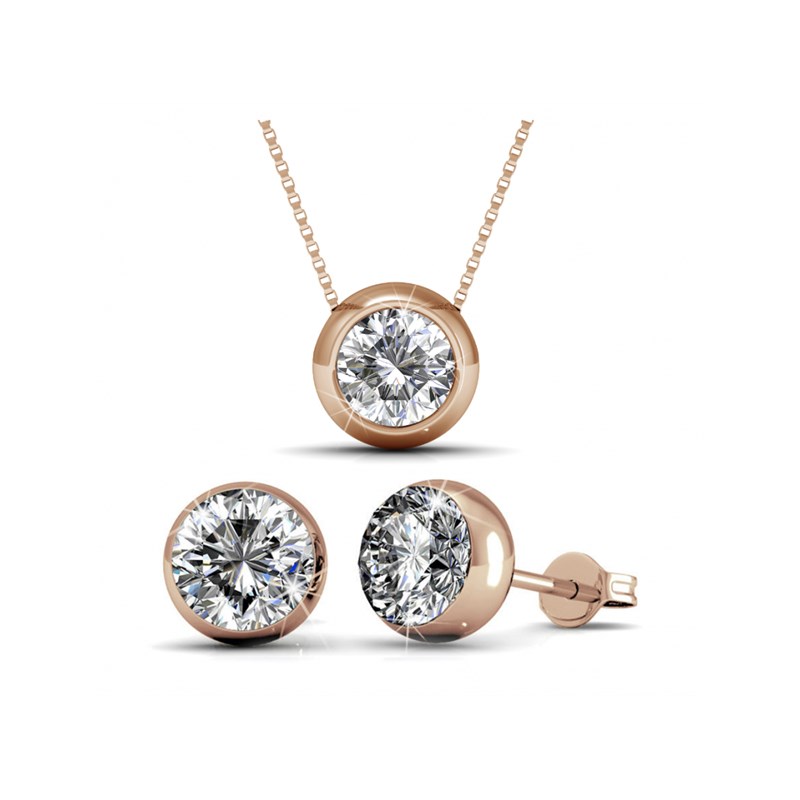 Parure Moon - Or Rose et Cristal