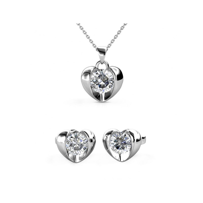 Parure Simply Love - Argent et Cristal