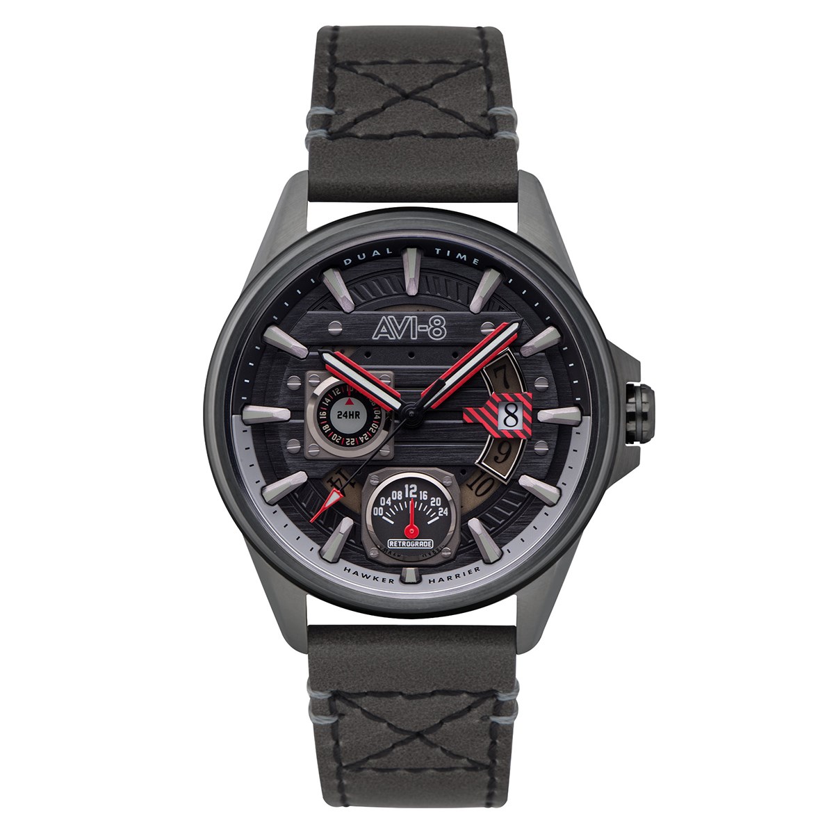 Montre Homme AVI-8 quartz - Bracelet cuir véritable de vachette - Multifonctions avec date - Hawker Harrier